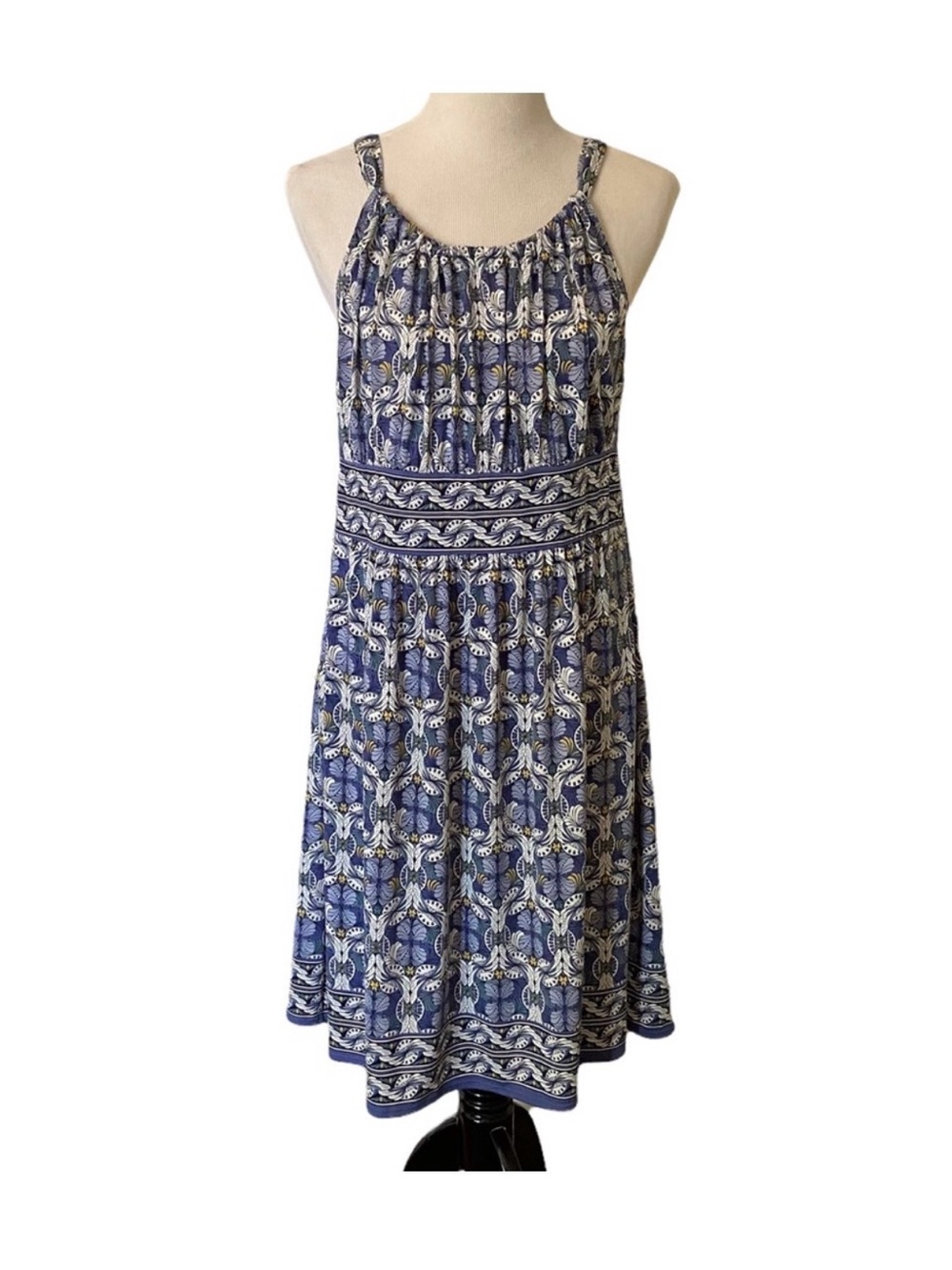 Max Studio Navy and White Patterned Sleeveless Sundress